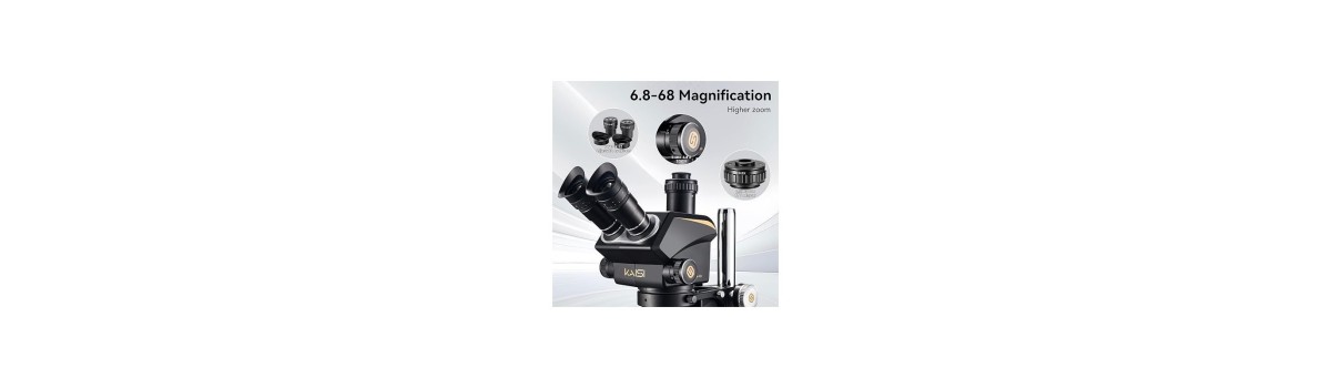 kaisi microscopio estereo trinocular s6 zoom 68x 68x con oculares de campo ancho wf10x23 anillo de luz led 144 y extractor de hu