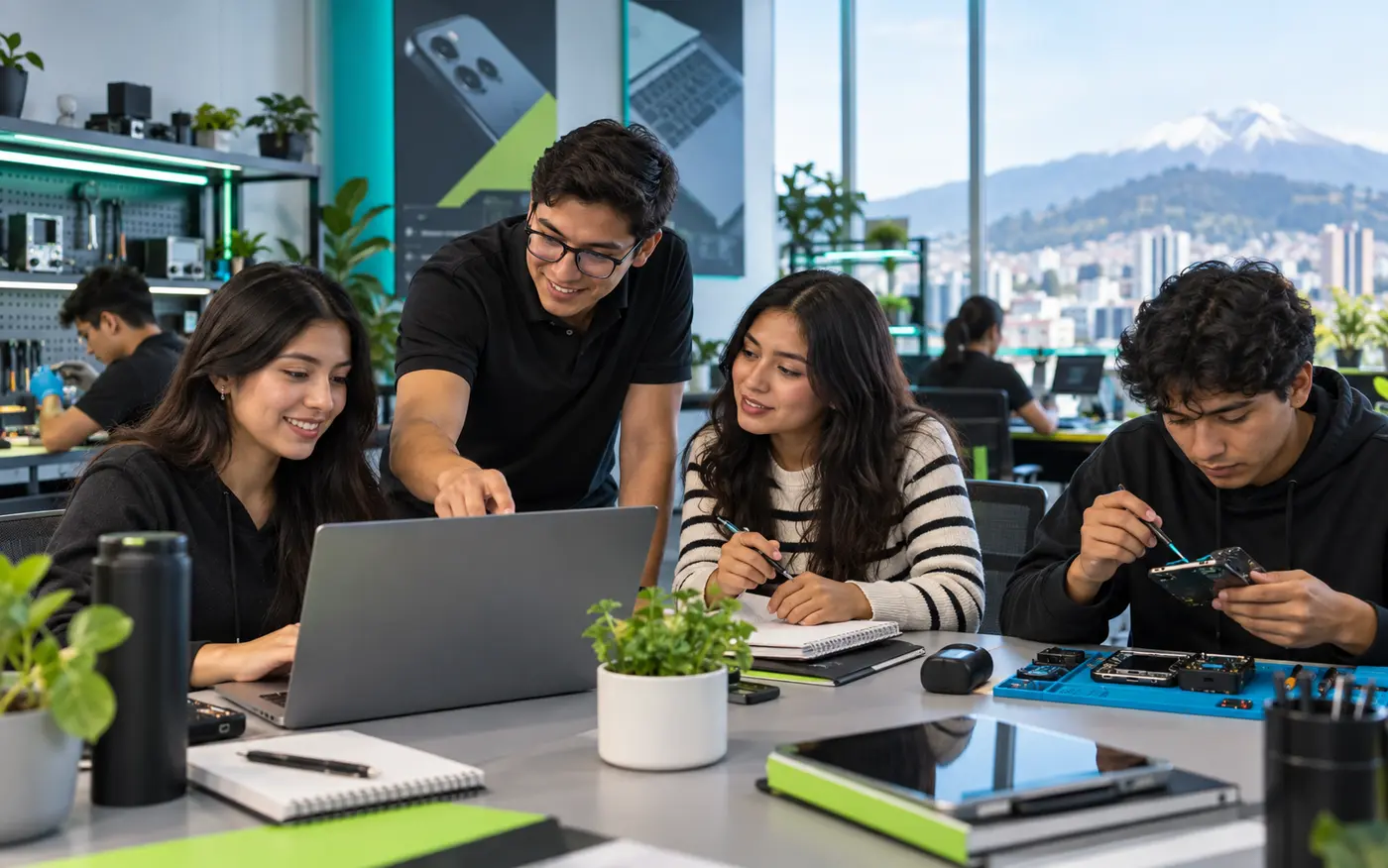 Estudiantes participando en el programa de pasantías Hunluv y TabletPC